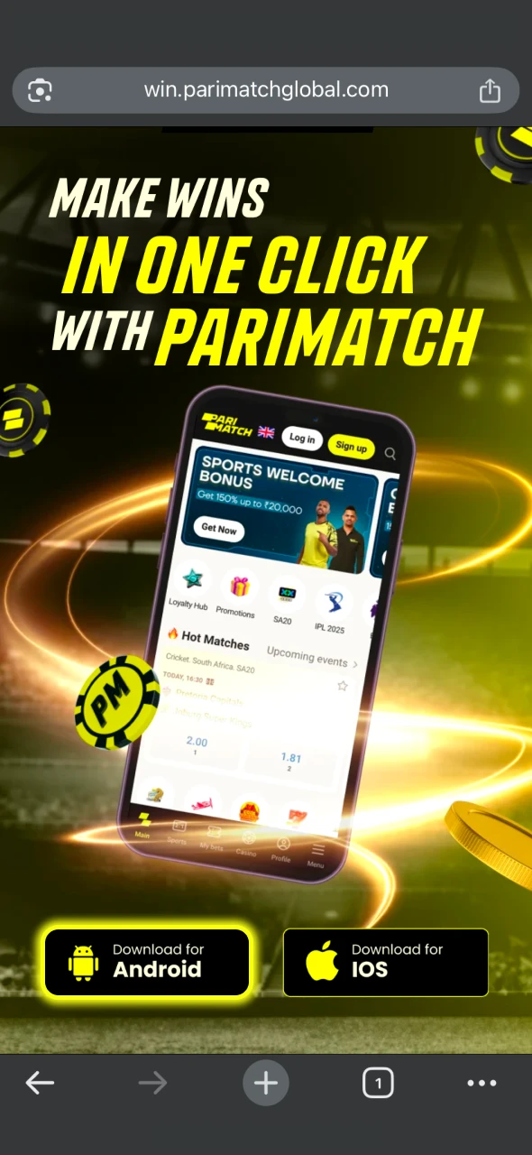 Click the Download for Android button at Parimatch.