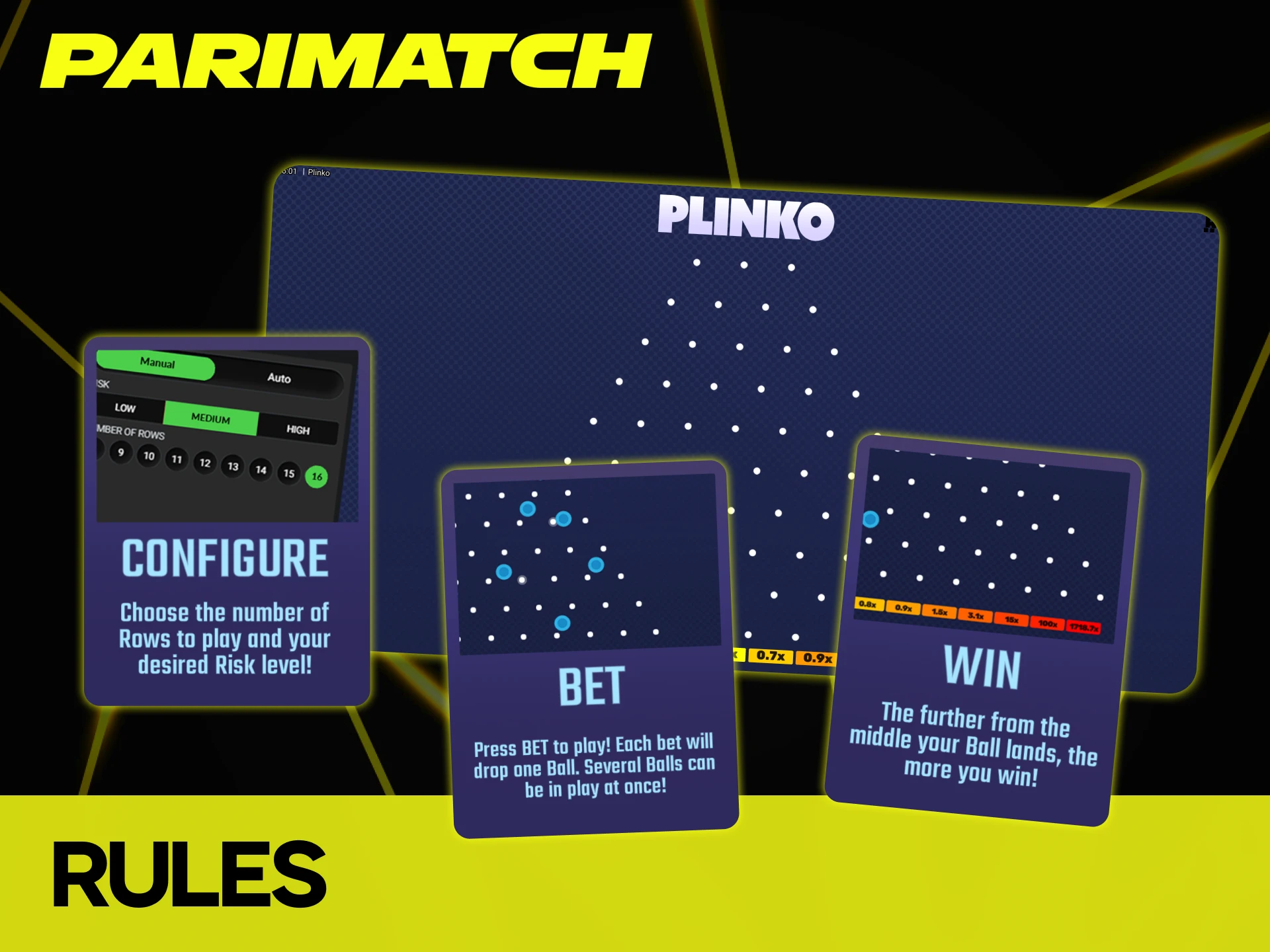 Playing Plinko on the Parimatch platform is extremely simple.