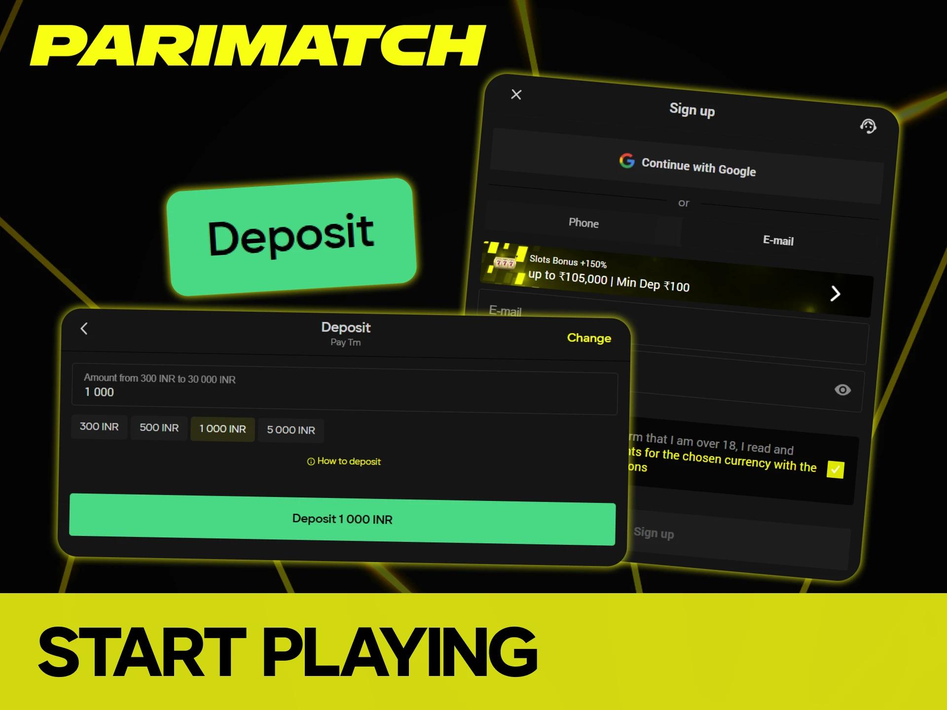 Start playing slot games at Parimatch casino.