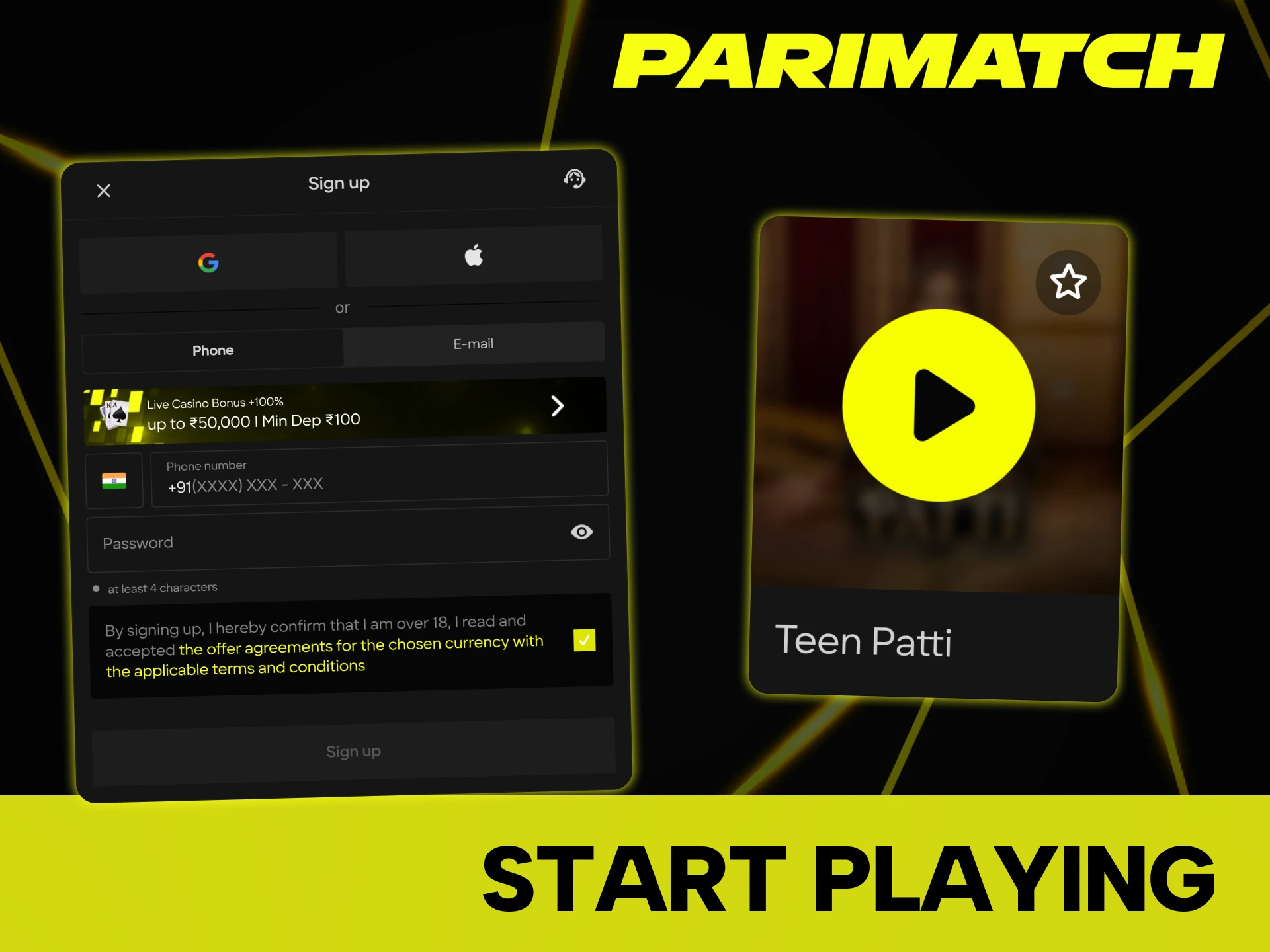 Parimatch Teen Patti betting process is easy enough.