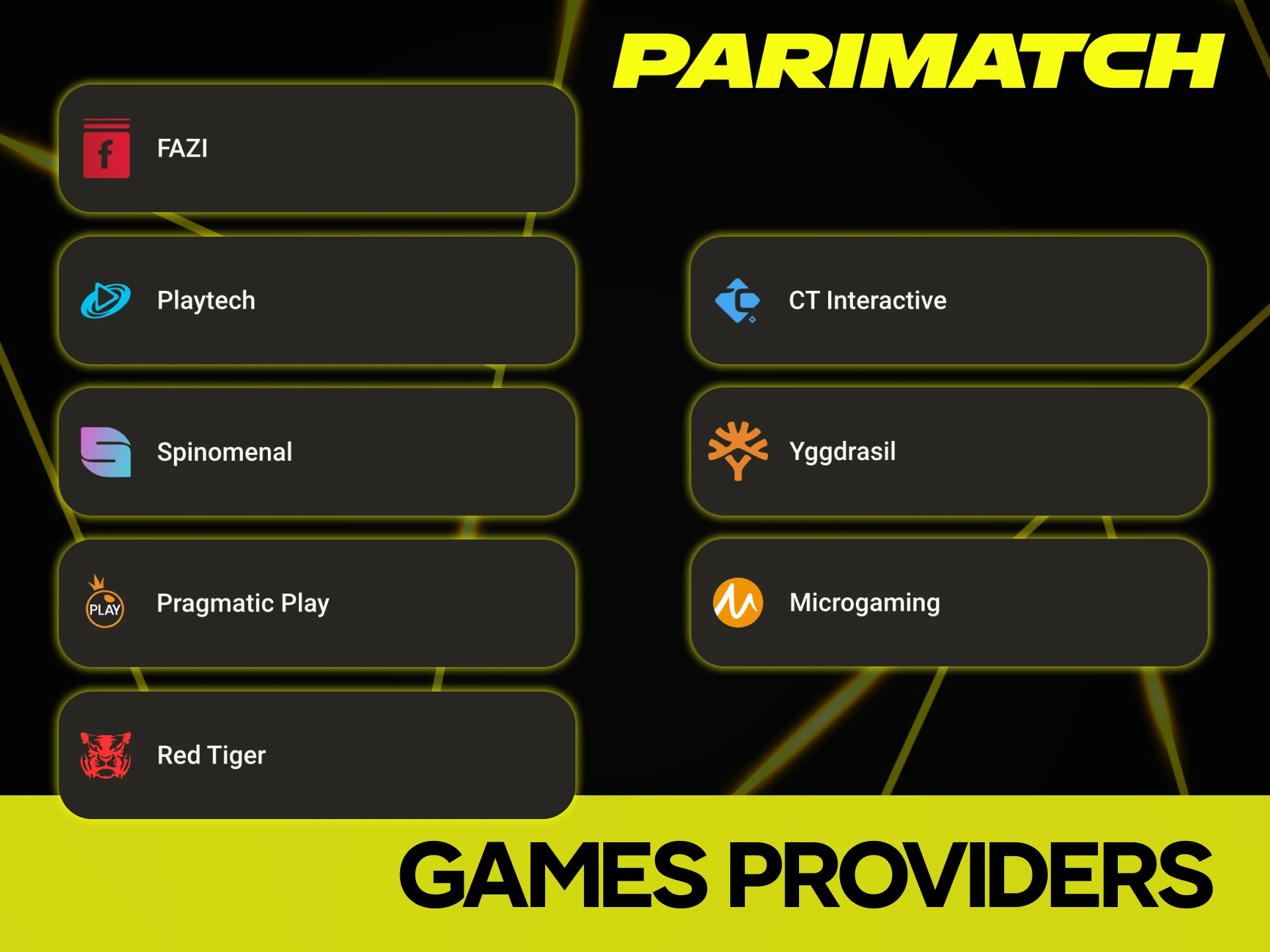 Parimatch platform presents many top-rated software providers.