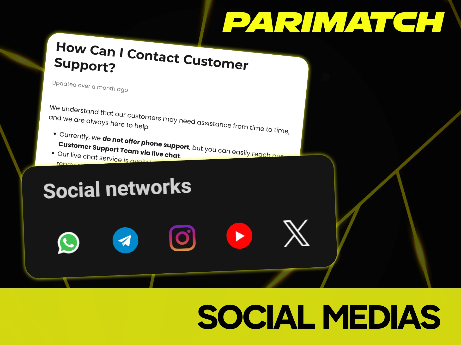 Use Parimatch social medias to get in touch.