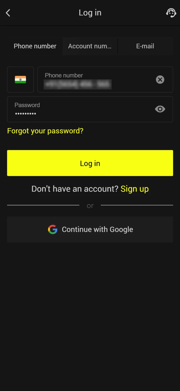 Enter the information that is requested at Parimatch.