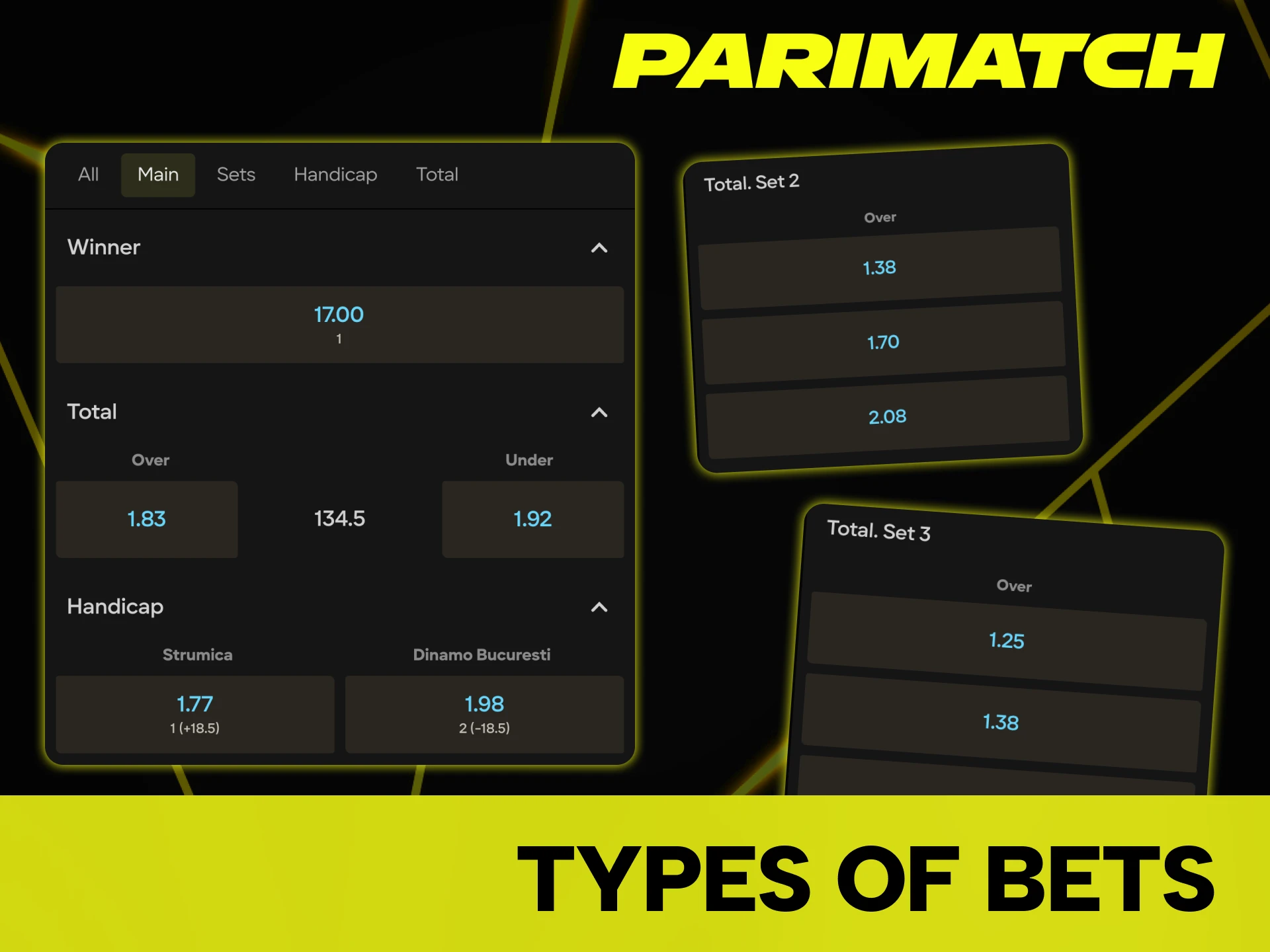 Parimatch provides you with a wide range of betting types.